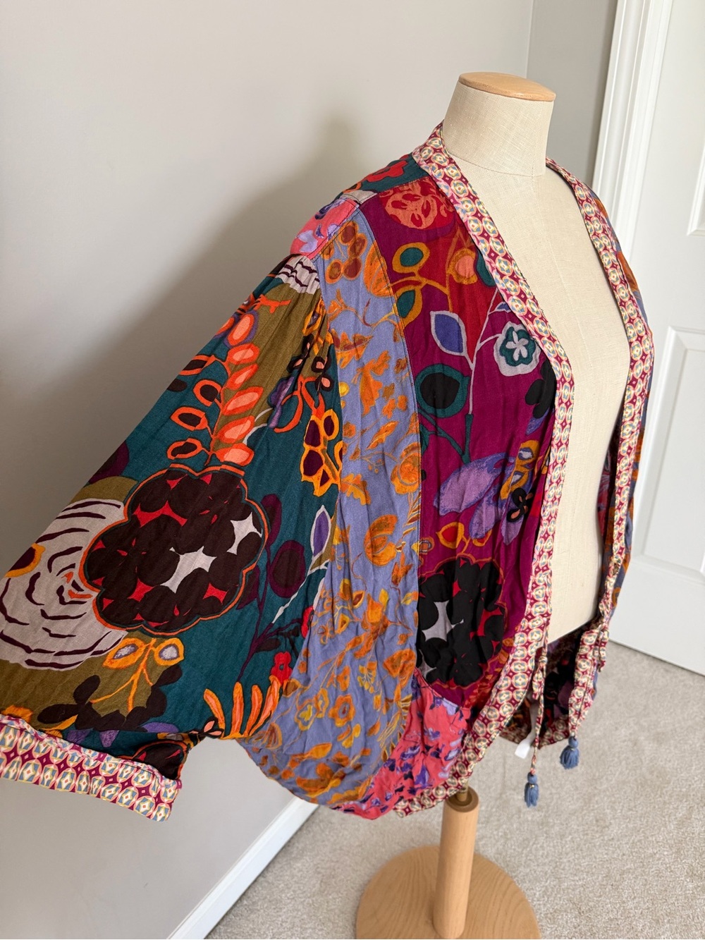 Anthropologie Boho Floral Open-Front Cardigan Sweater - Multicolor